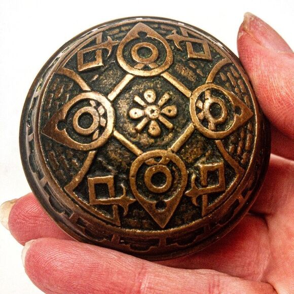 Antique Solid Brass Victorian/Eastlake Single Door Knob Art Nouveau - Picture 6 of 10